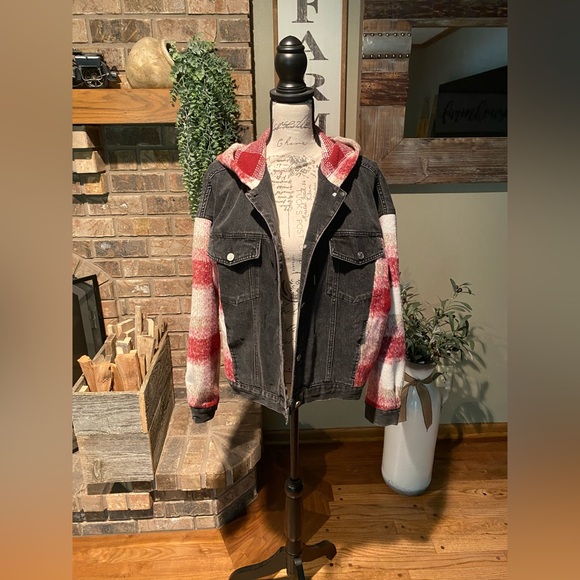 KanCan Black and Red Plaid Denim Jacket from Maurices - Picture 1 of 5